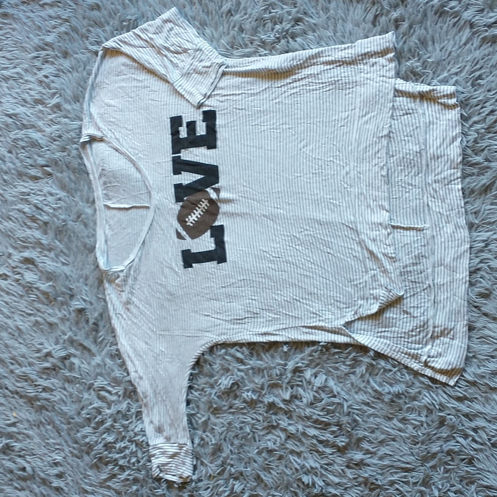 LIVE LOVE GAMEDAY Jersey Knit Soft Stretchy Striped Football 3/4 Sleeve TShirt